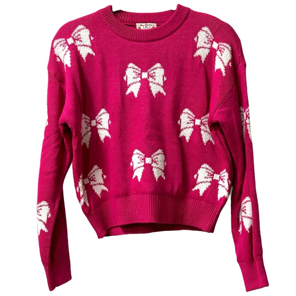 Poof NWT Women’s‎ Long Sleeve Bow Print Sweater  Sz M